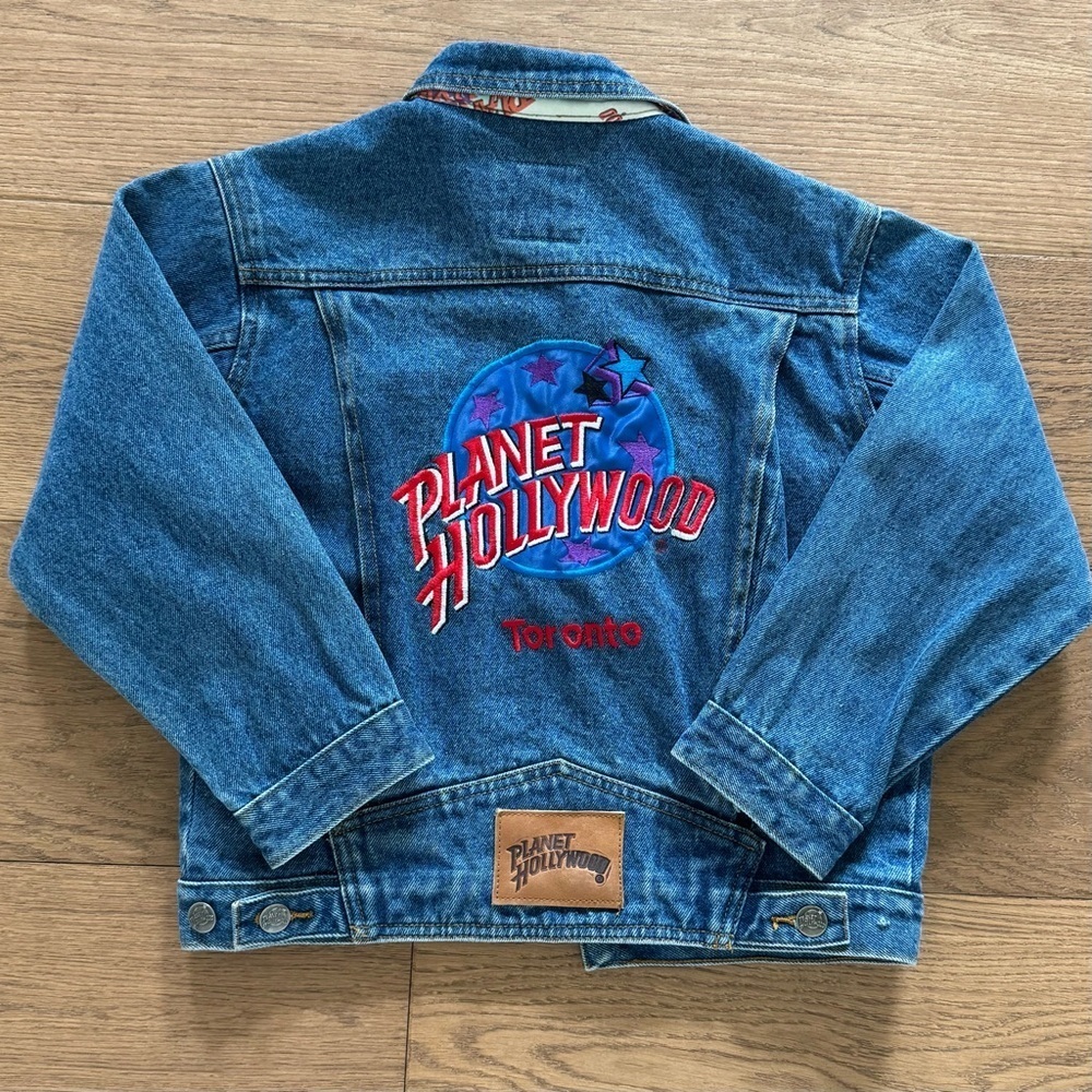 Planet Hollywood Vintage Embroidered Kids Denim Jacket - Youth Size M - Denim